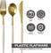 Trendables Disposable Silverware Set - Wedding Plastic Cutlery Dinnerware - Includes two toned Forks, Plastic Spoons, two colored Knives - reflective Plastic Utensils Party Set